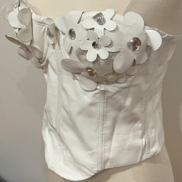 Lovers and Friends Nova Faux Leather Bustier in Bone, Size: S - Picture 8 of 9